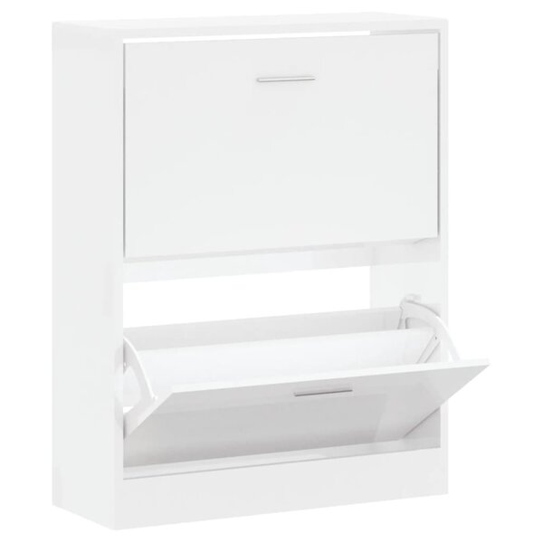 vidaXL Armoire à chaussure Blanc brillant 63x24x81 cm Bois ingénierie