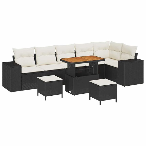 vidaXL Ensemble de canapé de jardin 9 Pièces Noir polyrotin