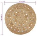 vidaXL Tapis Jute design tressé 120 cm Rond