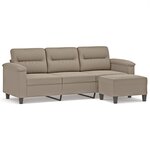 vidaXL Canapé 3 places avec repose-pieds Taupe 180 cm Tissu microfibre