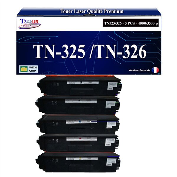 T3AZUR - 5x Toners compatibles avec Brother TN325 pour Brother MFC-9460CDN  MFC-9465cdn  MFC-9560CDW  MFC-9970CDW Jaune