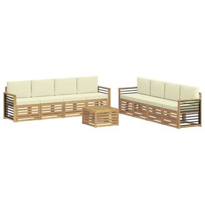 vidaXL Ensemble de canapés d'extérieur 9 pc Blanc et crème Polyester