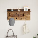 vidaXL Porte-manteau mural avec étagère Montage mural avec stockage Bois ancien 80 x 40 x 12 cm