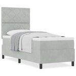 Lit cadre de vieXL avec matelas gris clair 80x200 cm en velours