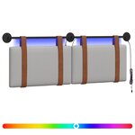 vidaXL Tête de lit suspendue Avec lumière LED Gris nuage PU antique