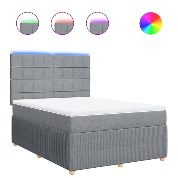 vidaXL Sommier à lattes de lit avec matelas Gris clair 140x200cm Tissu