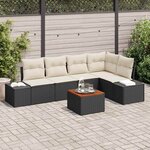 vidaXL Ensemble de canapé de jardin avec coussin 6 Pièces Noir Poly rotin