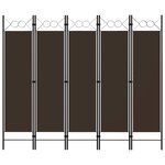 vidaXL Cloison de séparation 5 panneaux Marron 200x180 cm