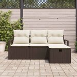 vidaXL Ensemble de canapé de jardin 4 Pièces Marron Poly rotin