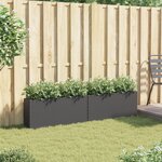 vidaXL Jardinières avec 2 pots 2 Pièces noir 90x20x40 cm résine tressée