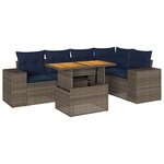 vidaXL Salon de jardin 6 Pièces avec coussins gris résine tressée