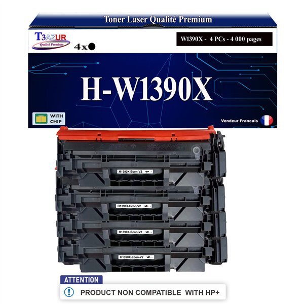 T3AZUR -4x Toners compatibles avec HP W1390X (139X) pour HP LaserJet Pro 3001dn  3001dw  3002dn  3002dw  3003dn  3003dw  3004dn  3004dw