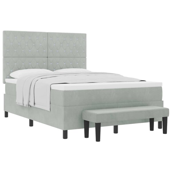 vidaXL Lit à ressorts avec tête de lit Gris clair 200 x 160 cm Velours