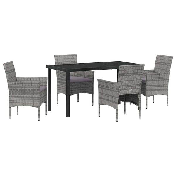 vidaXL Ensemble de salle à manger pour jardin 5 Pièces Gris Poly rotin