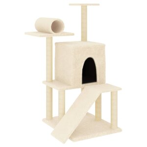 vidaXL Arbre à chat avec griffoirs en sisal crème 110 5 cm