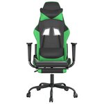 vidaXL Chaise de jeu de massage et repose-pied Noir et vert Similicuir
