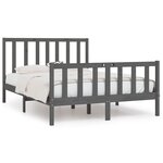 vidaXL Cadre de lit Gris Bois massif 140x190 cm