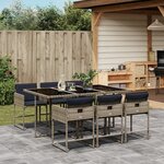 vidaXL Ensemble à manger de jardin 7 Pièces coussins gris résine tressée