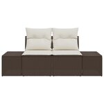 vidaXL Canapé de jardin 2 places avec coussins en rotin poly marron