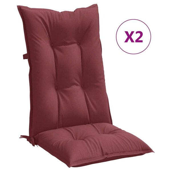 vidaXL Coussins de chaise dossier haut lot de 2 rouge bordeaux mélangé