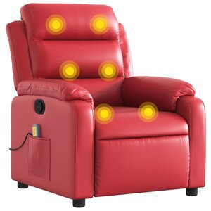 vidaXL Fauteuil de massage inclinable rouge similicuir
