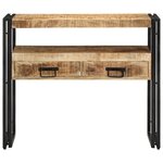 Tables d'appoint vidaXL Noires 90x33x75 cm en Bois de manguier massif et Métal