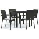vidaXL Ensemble à manger de jardin coussins 5Pièces Noir Résine tressée
