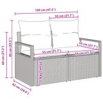 Ensemble de canapés de jardin 3 pièces avec coussins beige en poly rotin