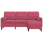 vidaXL Canapé à 3 places et repose-pieds Rouge bordeaux 180 cm Velours