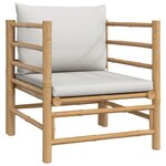 vidaXL Salon de jardin 8 Pièces avec coussins gris clair bambou