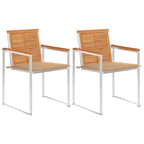 vidaXL Chaises de jardin avec coussins 2 Pièces Acacia solide et acier