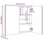 vidaXL Armoire de salle de bain à miroir LED 80x12 2x68 cm