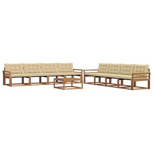 vidaXL Ensemble de canapés d'extérieur 9 Pièces Naturel et Beige