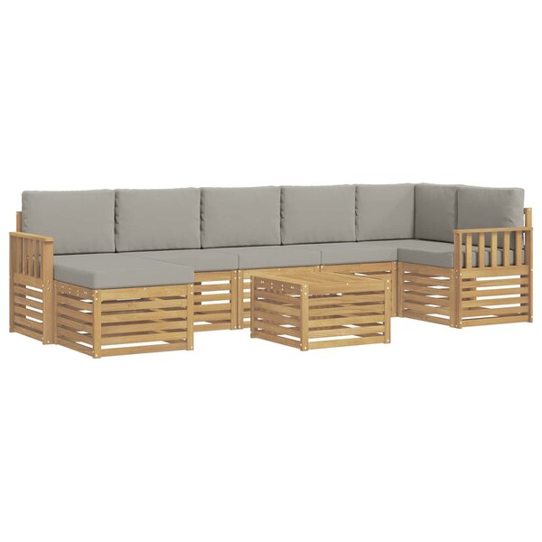 vidaXL Ensemble de canapés d'extérieur 7 Pièces Blanc et gris clair