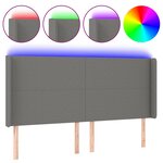 vidaXL Tête de lit à LED Gris foncé 163x16x118/128 cm Tissu
