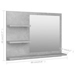 vidaXL Miroir de salle de bain gris béton 60x10 5x45cm bois ingénierie