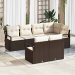 vidaXL Ensemble de canapé de jardin avec coussin 7 Pièces Marron  Crème