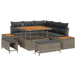vidaXL Ensemble de canapé de jardin avec coussin 8 Pièces Gris