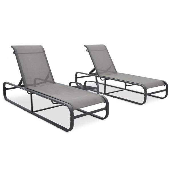 vidaXL Chaises longues lot de 2 avec table Textilène et aluminium