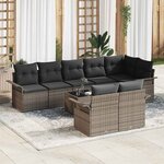 vidaXL Ensemble de canapé de jardin avec coussin 9 Pièces Gris Poly rotin