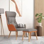 vidaXL Chaise de relaxation repose-pied Gris clair Similicuir et tissu