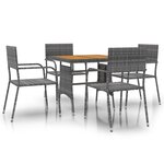 vidaXL Mobilier à dîner d'extérieur 5 Pièces Résine tressée Gris