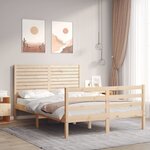 vidaXL Cadre de lit avec tête de lit 120x200 cm bois massif