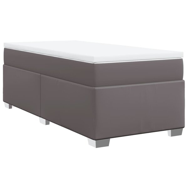 vidaXL Sommier à lattes de lit avec matelas Gris 90x200 cm Similicuir
