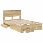 vidaXL Cadre de lit Chêne Sonoma 135 x 190 cm Bois d'ingénierie