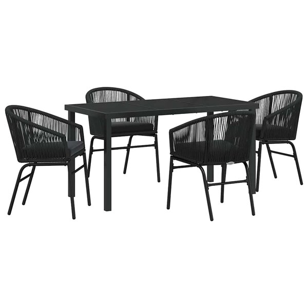 vidaXL Ensemble de salle à manger pour jardin 5 Pièces Noir Poly rotin