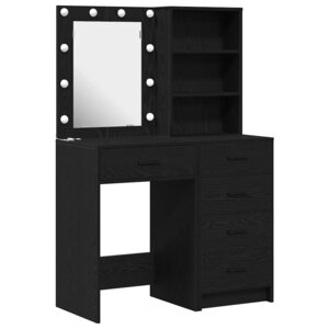 vidaXL Table de Toilette 2 Pièces Noir 50 x 41 x 135 cm Bois d'ingénierie