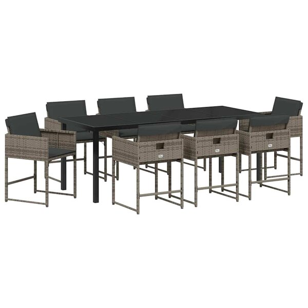 vidaXL Ensemble de salle à manger pour jardin 9 Pièces Gris polyrotin