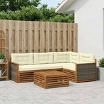 vidaXL Ensemble de canapés d'extérieur 5 Pièces Naturel et Crème