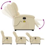 vidaXL Fauteuil inclinable de massage électrique Crème Tissu